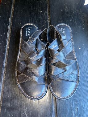 b.o.c. Black Strappy Slide Sandals